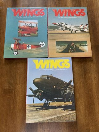 Vtg Wings The Complete Encyclopedia Of Aviation 3 Volume Set And Poster