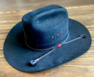John B.  Stetson 4x Beaver Cowboy Hat Size 7 3/8 Black Xxxx Vintage Great Shape