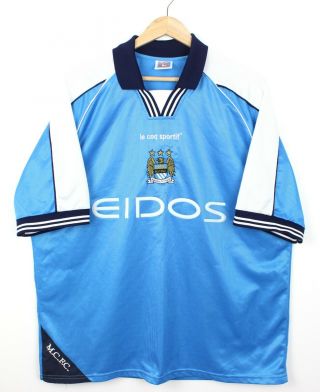 Manchester City 1999/01 Vintage Le Coq Sportif Home Football Shirt 46/48 " Xl