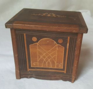 Vintage Hand Crafted Inlaid Wood Mechanical Cigarette Case Mid Century