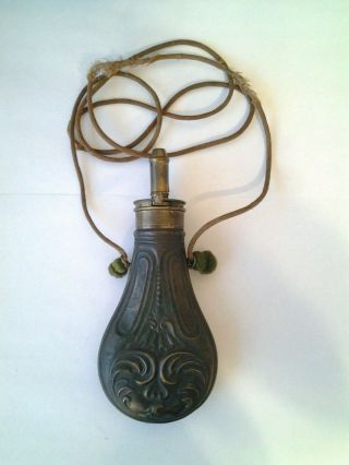Antique " Powder Horn/flask " Decorative Brass/bronze