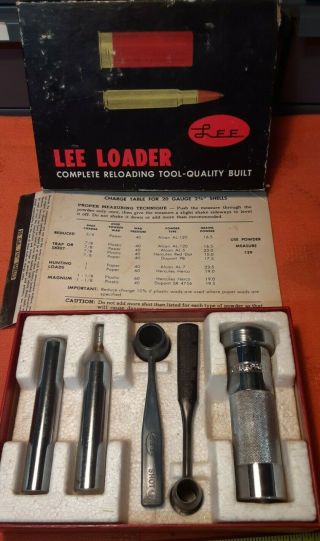 Vintage 1969 Lee Hand Loader - Reloading Die Set - 20 Gauge 2 3/4 " Shells