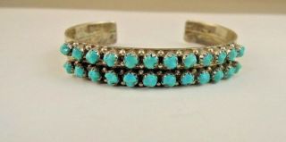 Vintage Navajo Sterling Silver & Turquoise Bangle Bracelet By L.  J.  Lonasee