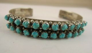 Vintage Navajo Sterling Silver & Turquoise Bangle Bracelet by L.  J.  Lonasee 2