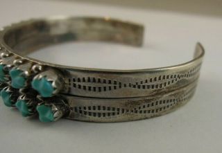 Vintage Navajo Sterling Silver & Turquoise Bangle Bracelet by L.  J.  Lonasee 3