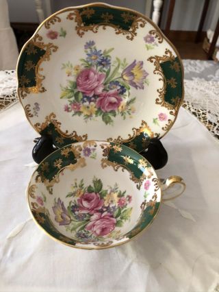 Stunning Wide Mouth Vintage Eb Foley English Tea Cup & Saucer Roses