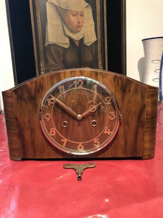 Gorgeous Antique German Hag Art Deco Style Mantle Table Shelf Clock
