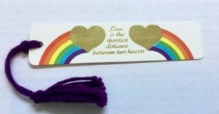 Vintage Rainbow Love Hearts Sunshine Antioch Bookmark 1982 Pride