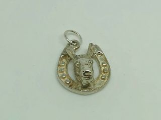 Vintage English Sterling Silver Donkey/horse In Horseshoe Detailed Charm