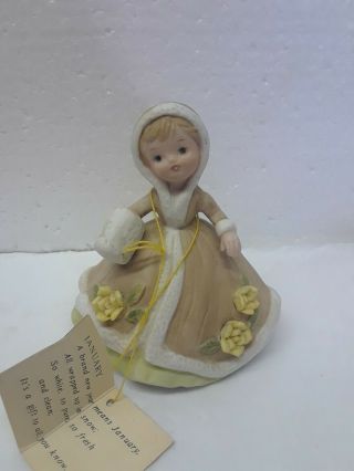 Josef Originals Vintage Doll Of The Month January Girl W/ Muff Figurine