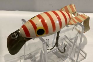 Vintage Cooper Frog Fishing Lure In Tough Red & White Scale