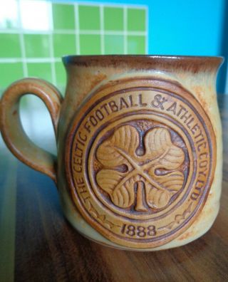 Vintage Handmade Stoneware Celtic Fc Football Mug – -