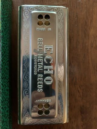 1A Vintage The Echo Harp Harmonica M.  Hohner Box A/D 64 Hole Germany 2