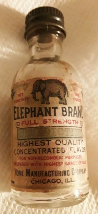 Vintage Elephant Brand Flavor Bottle (empty).  1 Oz.  Home Manufacturing Co.