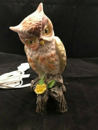 Vintage Porcelain Owl Lamp Night Light With Led Light
