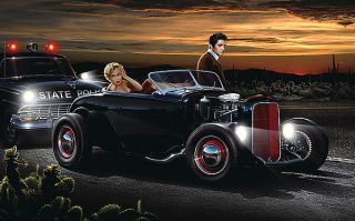 Joy Ride Art Print By Helen Flint Marilyn Monroe Elvis Presley 36x24 Car Poster