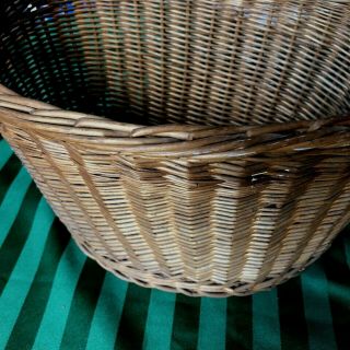 Vintage Wicker Bicycle Basket,  Straps On Handlebars,  About 9 " Deep,  Brown