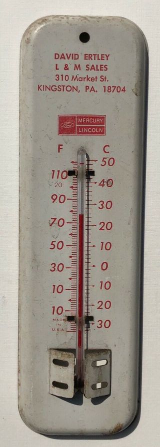 Rare Vintage David Ertley Motors Car Dealer Thermometer Kingston Wilkes - Barre Pa
