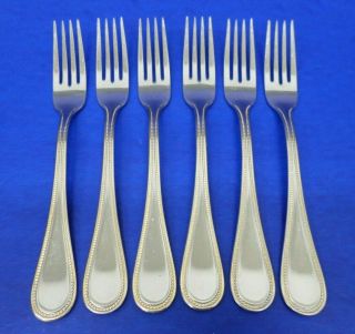 6 - Towle Beaded Antique Gold Satin 18/8 Stainless Germany Flatware Dinner Forks
