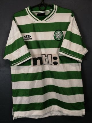 Men Vintage Old Fc Celtic 1999/2001 Scotland Soccer Football Shirt Jersey Size L