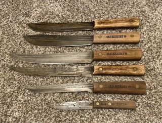 Vintage 6 Piece Set Ontario Knife Old Hickory Tru Edge Made In Usa