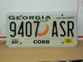 9407 Asr = May 2004 Cobb County Georgia On My Mind Peach License Plate