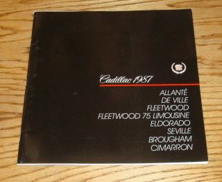1987 Cadillac Full Line Deluxe Sales Brochure 87 Fleetwood Eldorado