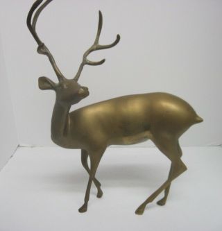 Brass Buck Deer 17” Figurine Statue Vintage Mid Century Rosenthal Netter Hollow