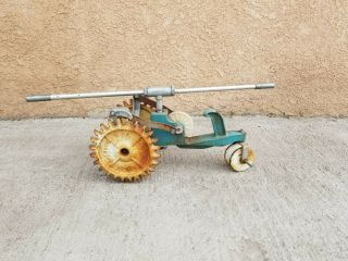 Vintage Sears Roebuck Cast Iron Traveling Tractor Sprinkler 7 " Wheels