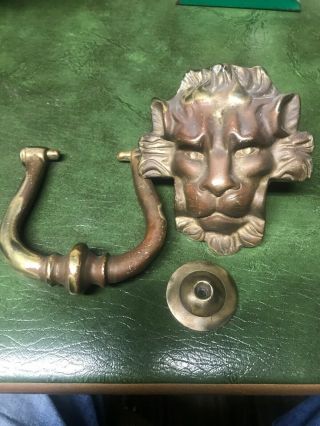 Antique Brass Or Bronze Lion Head Door Knocker