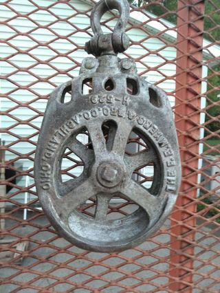Antique Cast Iron F.  E Myers Pulley Model H - 529 Vintage Cast Iron Pulley