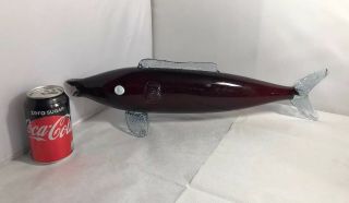 Vintage Funky Extra Large Cranberry Red Murano Glass Fish