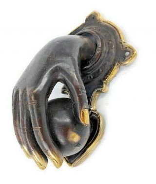 Hand Fist Ball Front Door Knocker Fingers Solid Brass Hollow 11cm Old Style