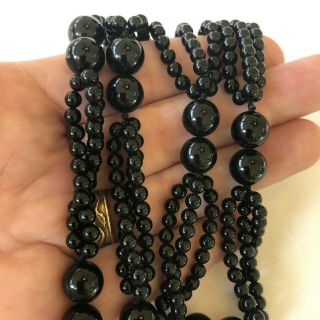 Antique Victorian French Jet Bead Necklace 26 " 1800s Black Mourning Gorgeous