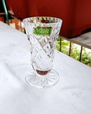 Vintage Violetta Crystal Over 24 Pbo Vase Made In Poland