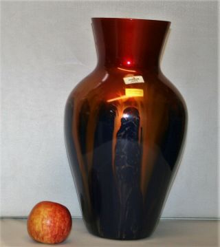 Large Vintage German Studio Art Glass Vase By Ambiente Zwiesel 13 " Tall Signed