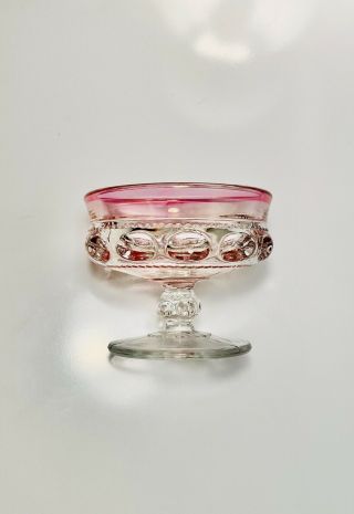 Set Of 3 Vintage Indiana Pink Footed Dessert Glasses Barware Wedding Coupe