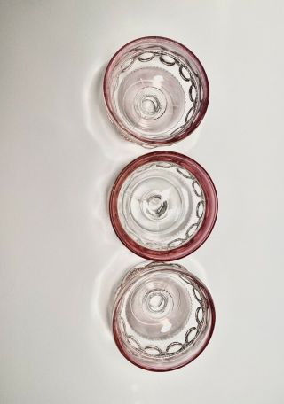 Set Of 3 Vintage Indiana Pink Footed Dessert Glasses Barware Wedding Coupe 3