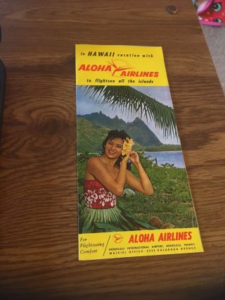 1960s Vacation With Aloha Airlines.  Hawaii Travel Brochure W/ Tourist Map