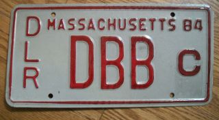 Single Massachusetts License Plate - 1984 - Dbb C - Dealer