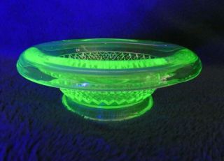 Antique Art Deco Uranium Green Depression Glass Rolled Top Posy Vase Dish Bowl