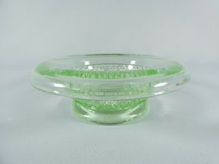 Antique Art Deco Uranium Green Depression Glass Rolled Top Posy Vase Dish Bowl 2