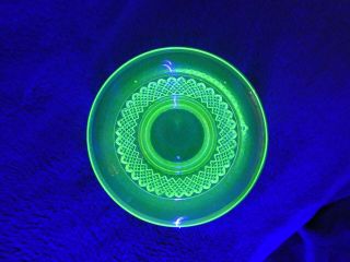 Antique Art Deco Uranium Green Depression Glass Rolled Top Posy Vase Dish Bowl 3