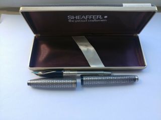 Vintage Sheaffer Imperial Sterling Silver Diamond Pattern Fountain Pen With Case