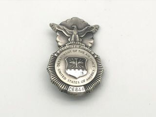 Vintage Military Department Of The Air Force Security Police Badge Pin Numbered