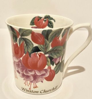 Two (2) Vintage Queen ' s Fine Bone China Mugs - Cloverdale Pearl & Winston Churchill 3