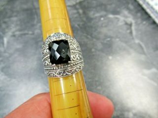 Vintage Signed Effy 925 Sterling Silver Checkerboard Cut Onyx Ring Sz 9.  5
