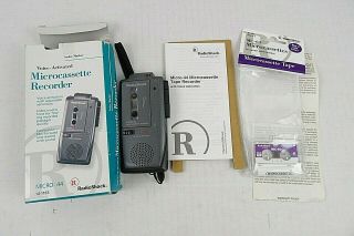 Vtg Radioshack Micro - 44 Voice Activated Microcassette Recorder 14 - 1183,  2 Tapes