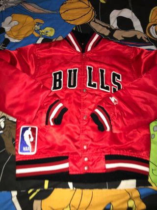 Vtg 90s Starter Chicago Bulls Satin Jacket Youth S Jordan Pippen Rodman Team