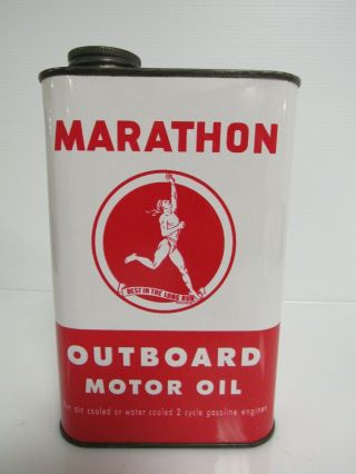 Vintage Marathon Outboard Motor Oil 1 Quart Can Sb148